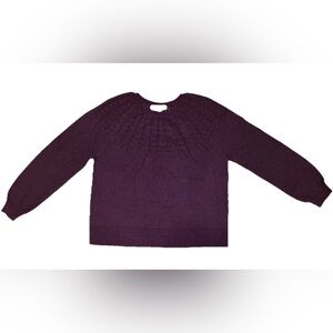 LOFT Purple Knit Crew Neck Pullover Sweater Women Long Sleeve Solid  Size XL